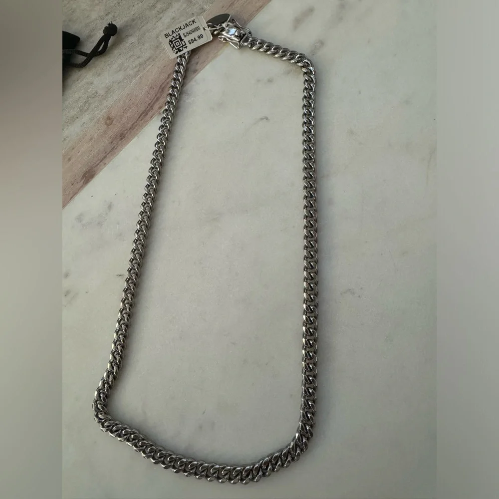 Mens 8mm Stainless Steel Cuban Link Chain Necklace With Box Clasp